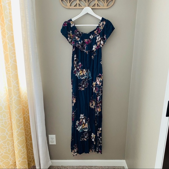 Xhilaration Floral Print Maxi Dress Blue Sz Medium - Picture 1 of 12